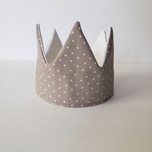 NEW Handmade Gray Polka Dot Fabric Baby Birthday Crown